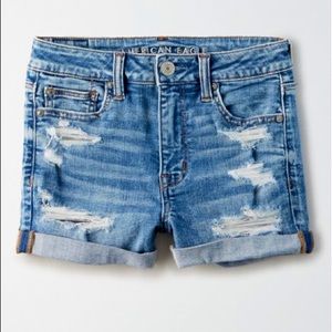 AE Super Stretch High Wasted Denim Short Shorts / Midnight Bright Indigo / 12
